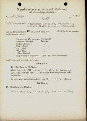 Schwämmle, Gottlieb