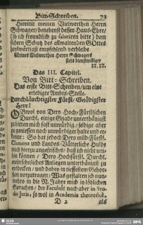 Das III. Capitel. Von Bitt-Schreiben