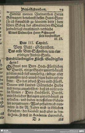 Das III. Capitel. Von Bitt-Schreiben