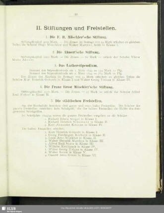 II. Stiftungen und Freistellen