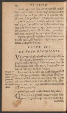 Caput VIII. De Voto Religionis.