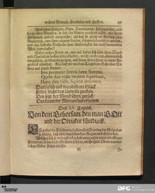 Das XV. Capitel. Von dem Gehorsam, den man GOtt und der Obrigkeit schuldig ist.