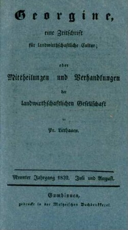 Neunter Jahrgang 1832. Juli und August.