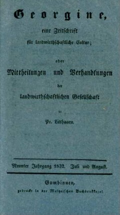 Neunter Jahrgang 1832. Juli und August.