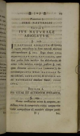 Sectio I. Ius Naturale Absolutum.