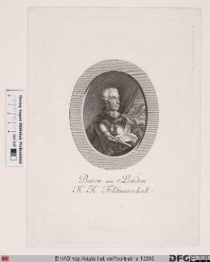 Bildnis Gideon Ernst von Laudon (Loudon, ursprüngl. Laudohn) (1759 Frhr.)