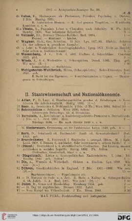 II. Staatswissenschaft und Nationalökonomie (Nr. 72 - 152)
