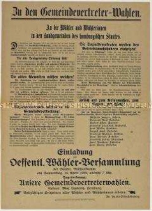 Sonderdruck der SPD zu den Kommunalwahlen in Hamburg 1919