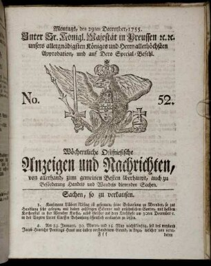No. 52. Montags, den 29ten December, 1755.
