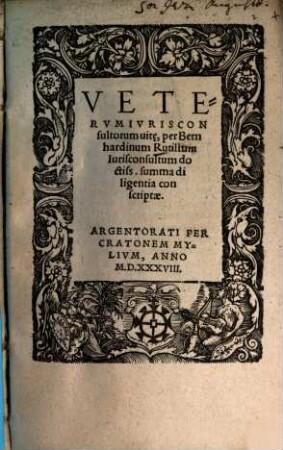 Vetervm Ivrisconsultorum uit[a]e