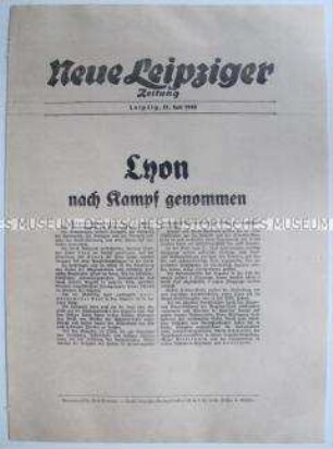 Extrablatt der "Neuen Leipziger Zeitung" zur Einnahme von Lyon