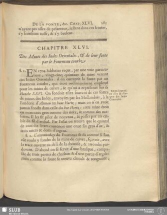 Chapitre XLVI. Des Mines des Indes Orientales, & de leur fonte par le Fourneau courbe