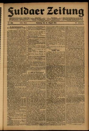 Erste Ausgabe vom Samstag, den 16. August 1913.