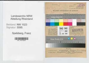 Entnazifizierung Franz Spelsberg , geb. 23.06.1901 (Kaufmann)