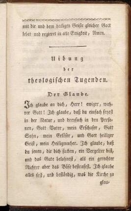 Uibung der theologischen Tugenden.