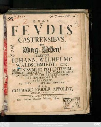 De Fevdis Castrensibvs