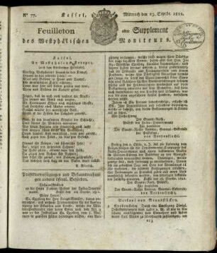 No. 77, Mittwoch den 23. Septbr. 1812