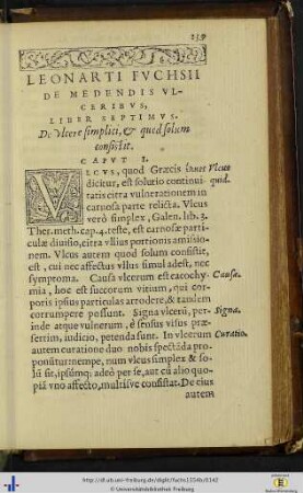 Leonharti Fuchsii de medendis ulceribus, Liber VII.
