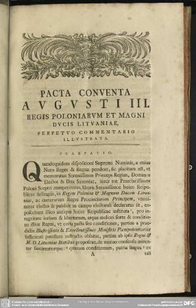 Pacta Conventa Augusti III. Regis Poloniarum Et Magni Ducis Lituaniae, Perpetuo Commentario Illustrata