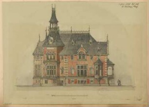 Wohnhaus, Eberswalde Monatskonkurrenz Juli 1880: Aufriss Straßenansicht; Maßstabsleiste