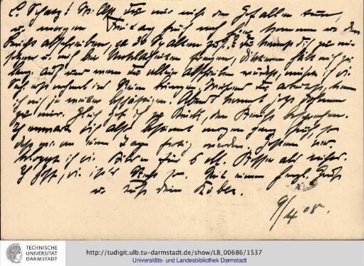 Postkarte vom 09.04.1908