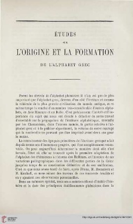 N.S. 16.1867: Études sur l'origine et la formation de l'alphabet grec, [1]