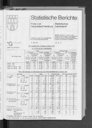 Der Fremdenverkehr in Hamburg im Februar 1974 : Lfd. Nr. 23