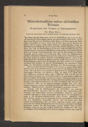 Mineralbodenschätze unserer afrikanischen Kolonien