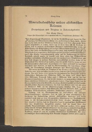 Mineralbodenschätze unserer afrikanischen Kolonien