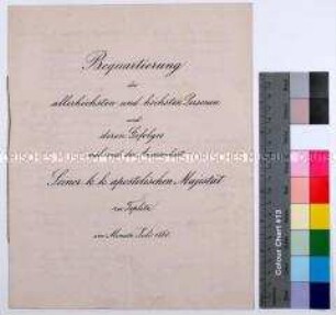Einquartierungsplan für den Aufenthalt von Kaiser Ferdinand I. und Gefolge im Kurbad Teplitz