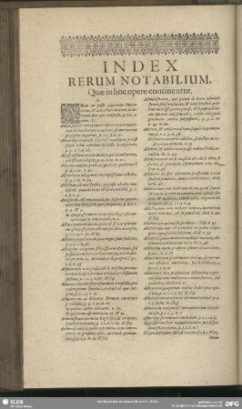 Index Rerum Notabilium, Quae in hoc opere continentur