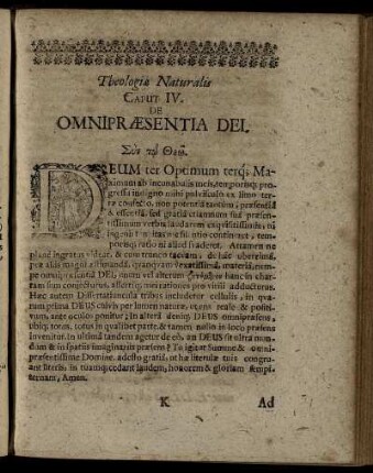 Caput IV. De Omnipræsentia Dei.
