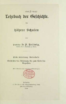 Abt. 1 = Unterstufe: Geschichte des Altertums bis zum Tode des Augustus