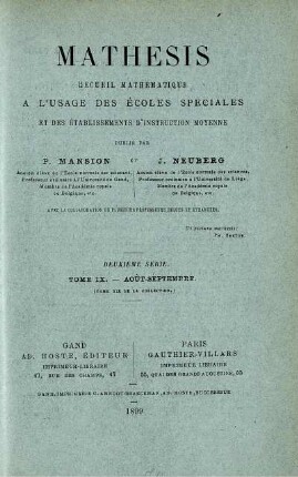 DEUXIÈME SÈRIE. TOME IX. - AOUT - SEPTEMBRE 1899.
