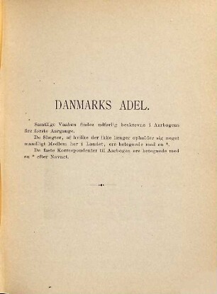 Danmarks adels aarbog : udg. af en forening. 1898. = Årg. 15