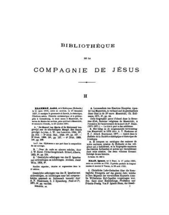 Bibliothèque de la Compagnie de Jésus H - L