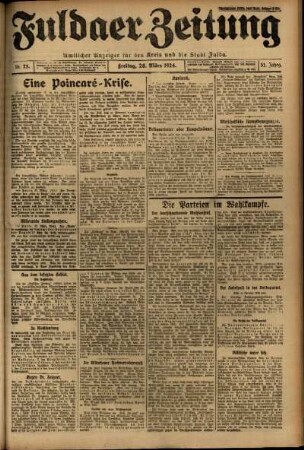 Erste Ausgabe vom Freitag, den 28. März 1924.