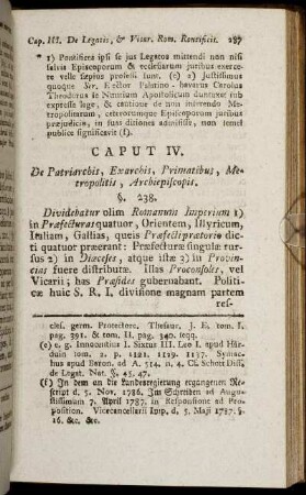 Caput IV. De Patriarchis, Exarchis, Primatibus, Metropolis, Archiepiscopis.