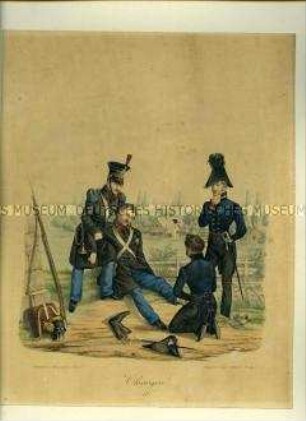 Chirurgen. Aus Kunstdruckmappe "Uniformen der Königlich Sächsischen Armee" 1832.