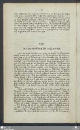 XVIII. Die Hausleitung im allgemeinen
