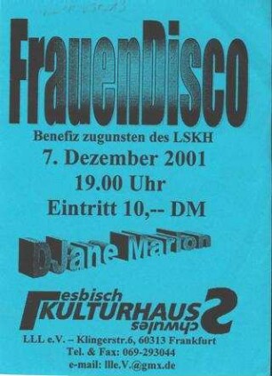 Frauendisco : Benefiz zugunsteb des LSKH