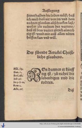 Der sibendt Artickel Christlichs glaubens