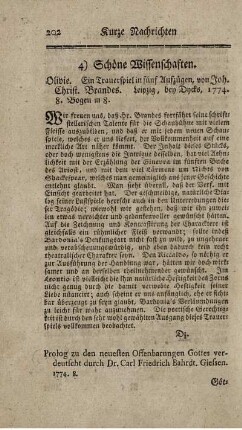 Olivie, ein Trauerspiel in fünf Aufzügen.