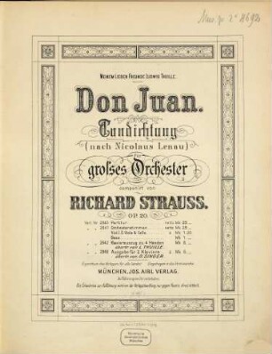 Don Juan : Tondichtung (nach Nicolaus Lenau) ; für großes Orch. ; op. 20