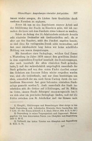Ueber die in der letzten Zeit gemachten Ausgrabungen römischer Antiquitäten in Regensburg