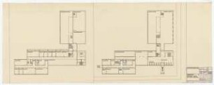 Hochschulbibliothek, Karlsruhe Neubau: Vorentwurf 8. Grundriss Keller und EG, 1:200