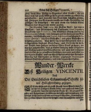 Wunder-Wercke Deß Heiligen Vincentii.