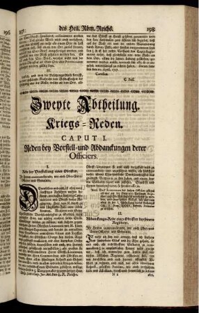 Caput I. Reden bey Vorstell- und Abdanckungen derer Officiers.