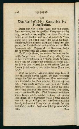 326-341, §2. Von den aeusserlichen Kennzeichen der Leidenschaften