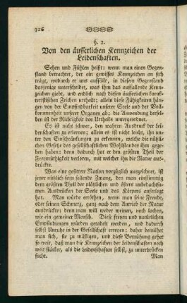 326-341, §2. Von den aeusserlichen Kennzeichen der Leidenschaften